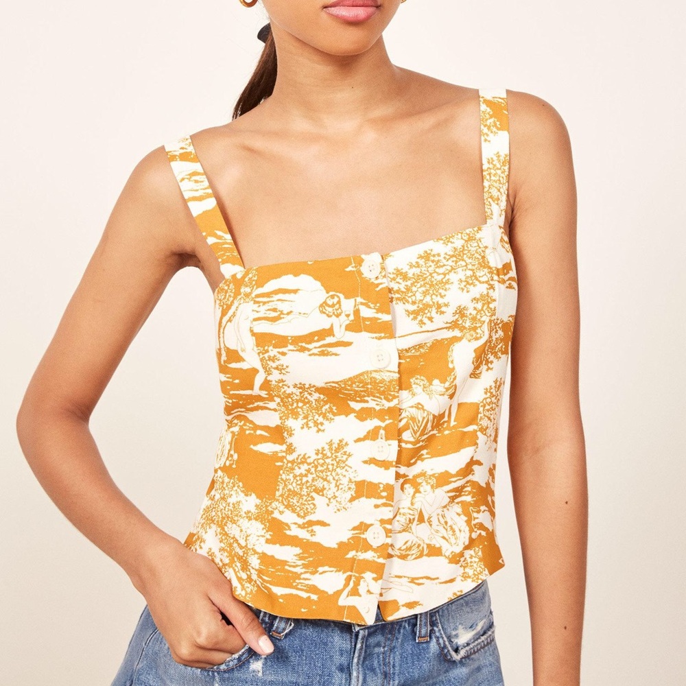 Reformation Yara Renaissance Yellow Button Top